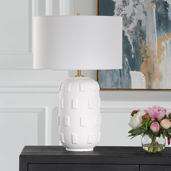 Uttermost Emerie Textured White Table Lamp