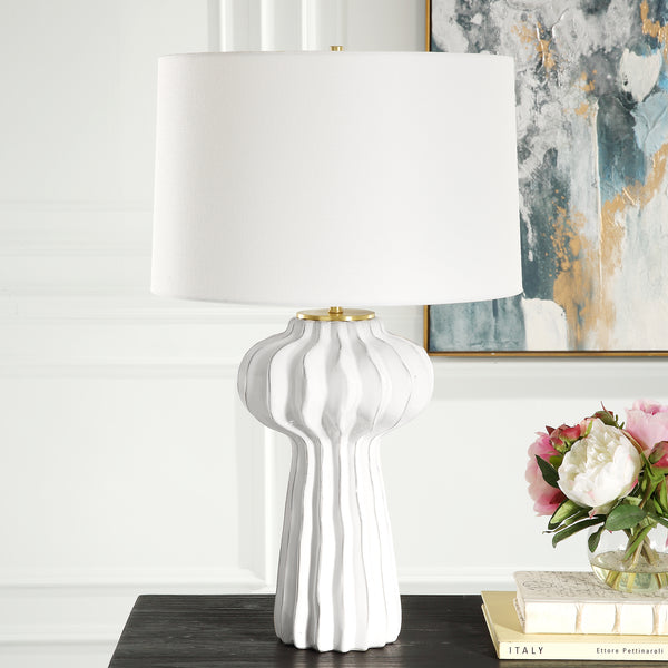 Uttermost Wrenley Ridged White Table Lamp