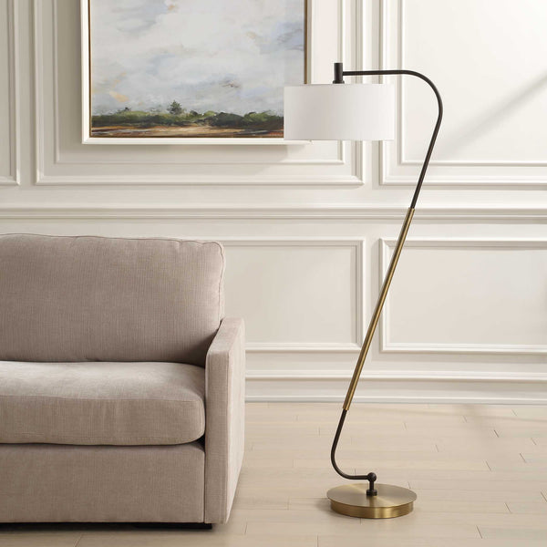 Uttermost Irwin Curved Brass Floor Lamp