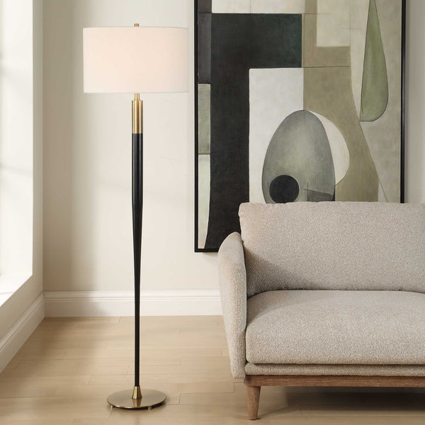 Uttermost Stowe Satin Black Floor Lamp