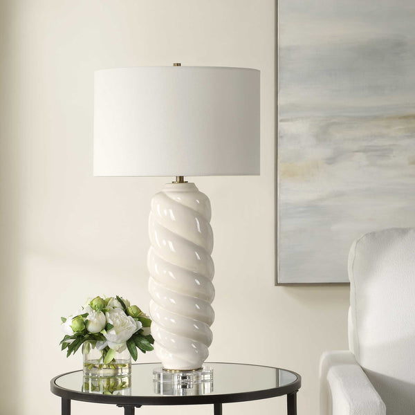 Uttermost Anneli White Swirl Table Lamp