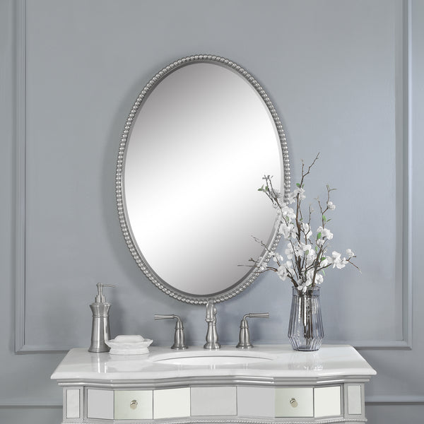 Uttermost Sherise Brushed Nickel Oval Mirror