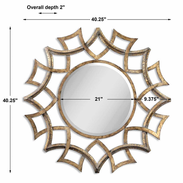 Uttermost Demarco Round Antique Gold Mirror