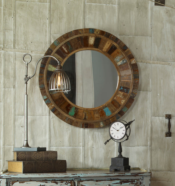 Uttermost Jeremiah Round Wood Mirror