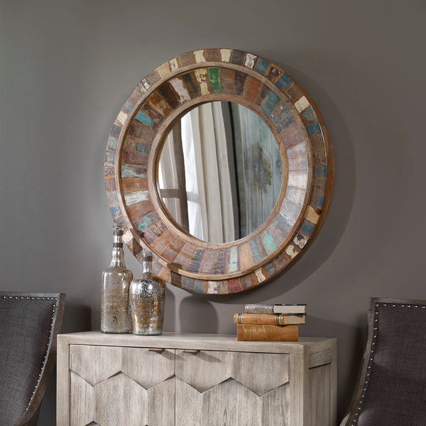 Uttermost Jeremiah Round Wood Mirror