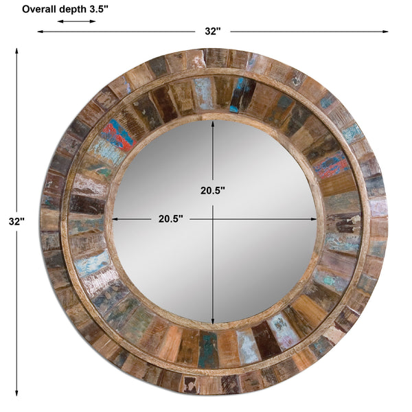 Uttermost Jeremiah Round Wood Mirror