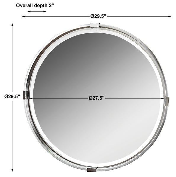 Uttermost Tazlina Brushed Nickel Round Mirror