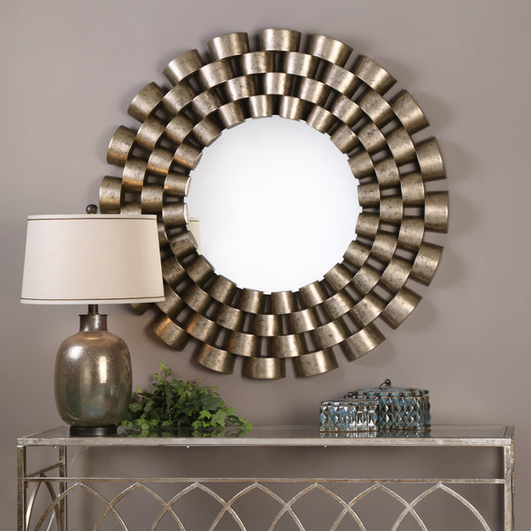 Uttermost Taurion Silver Leaf Round Mirror