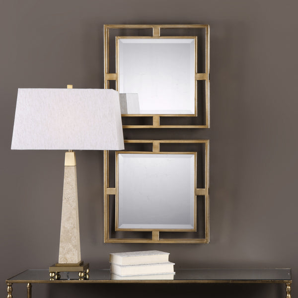 Uttermost Allick Gold Square Mirrors S/2