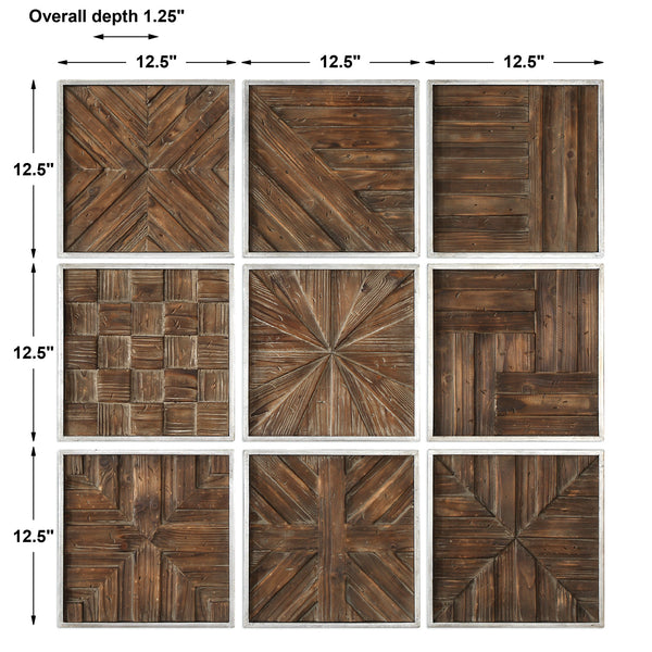 Uttermost Bryndle Rustic Wooden Squares S/9