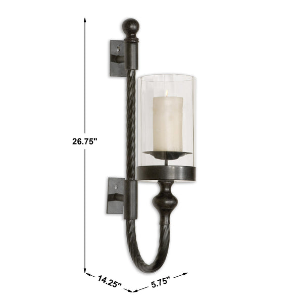 Uttermost Garvin Twist Metal Sconce With Candle