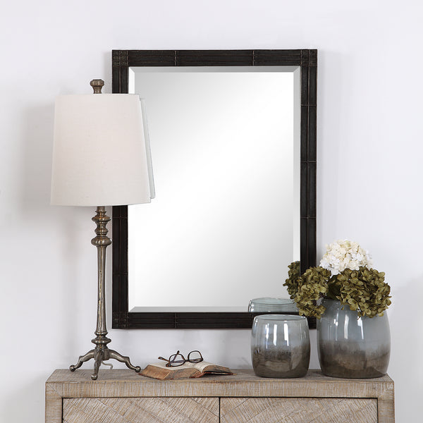 Uttermost Gower Aged Black Vanity Mirror