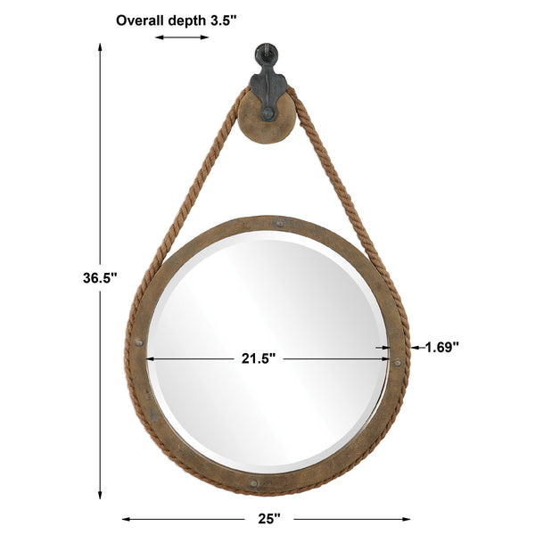 Uttermost Melton Round Pulley Mirror