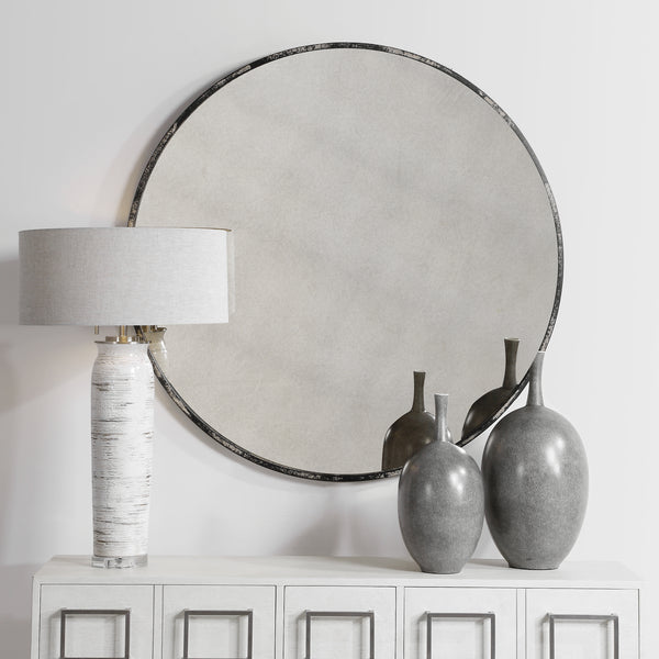 Uttermost Junius Antique White Round Mirror