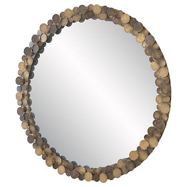 Uttermost Dinar Round Aged Gold Mirror