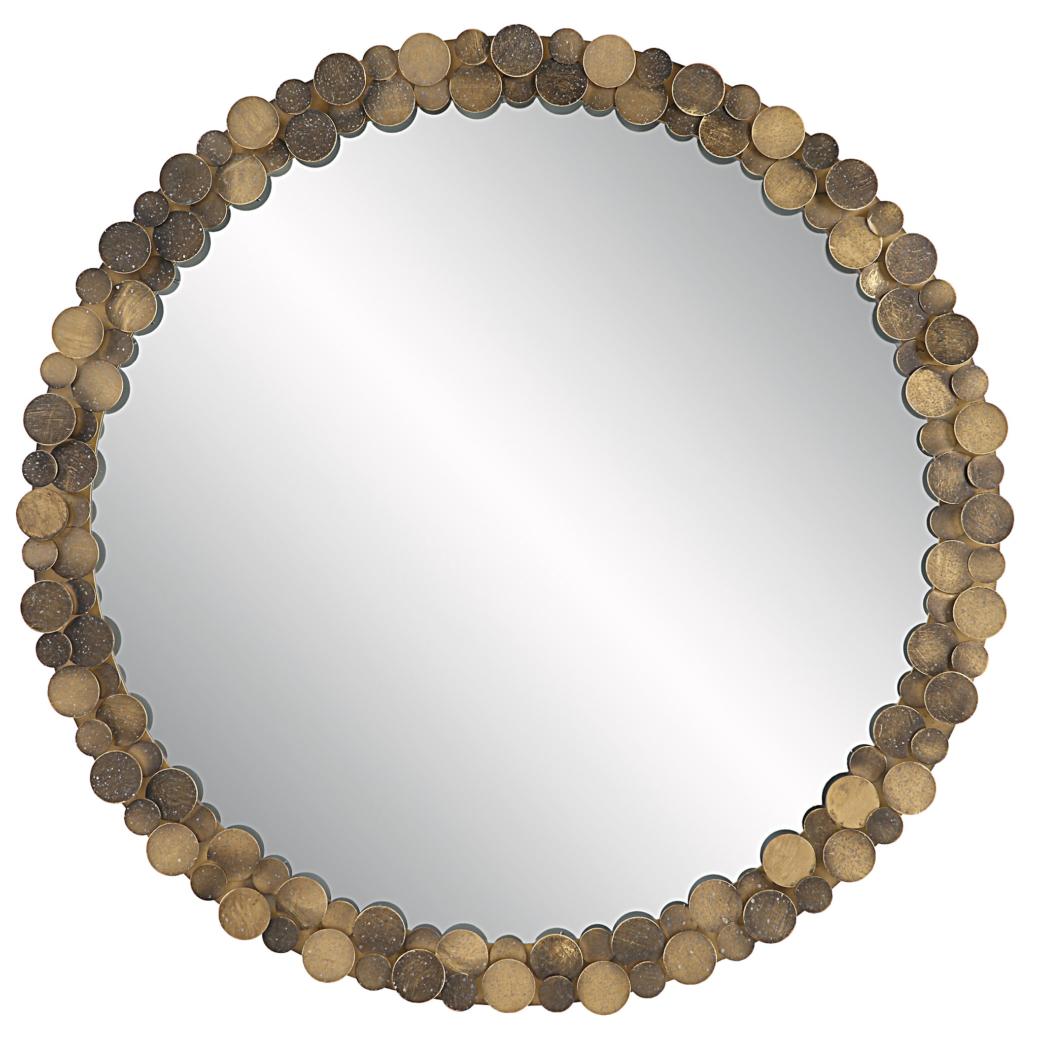 Uttermost Dinar Round Aged Gold Mirror