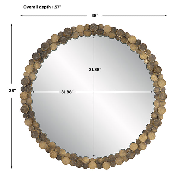 Uttermost Dinar Round Aged Gold Mirror