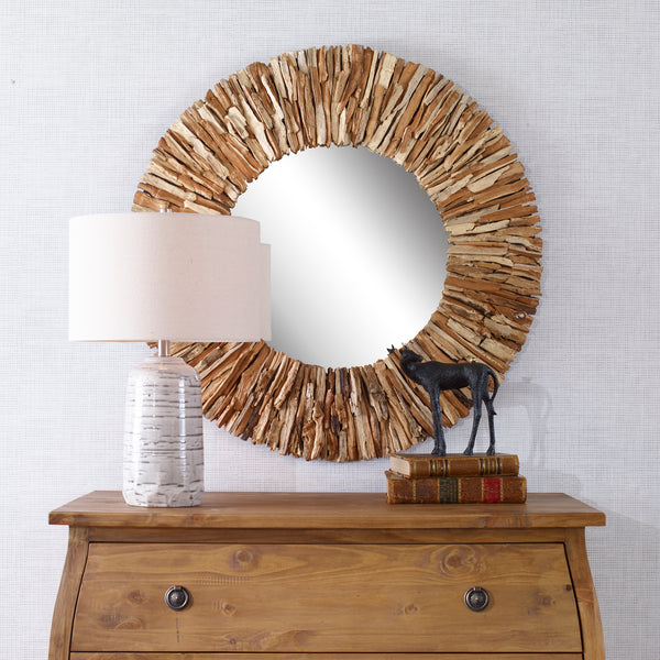 Uttermost Teak Branch Natural Round Mirror