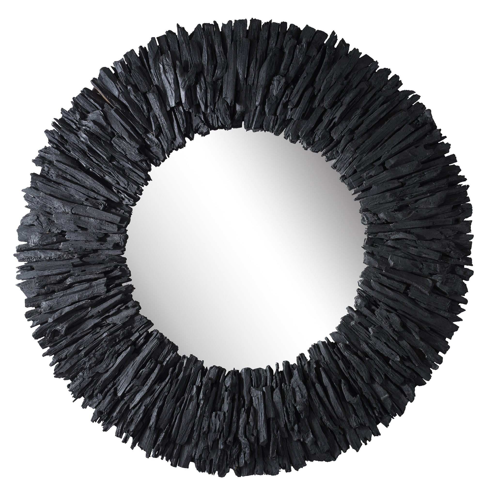 Uttermost Teak Branch Black Round Mirror