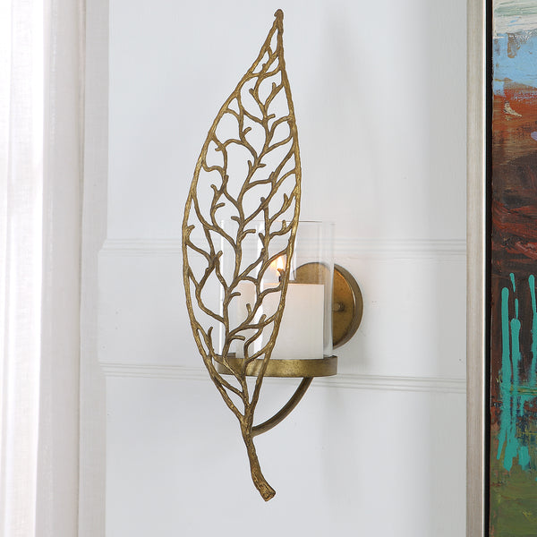 Uttermost Woodland Treasure Gold Candle Sconce