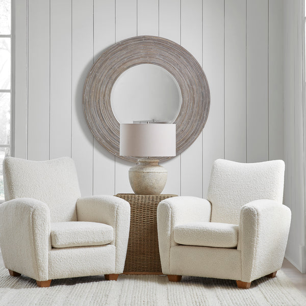 Uttermost Vortex White Washed Round Mirror