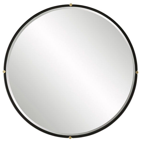 Uttermost Bonded Round Black Mirror