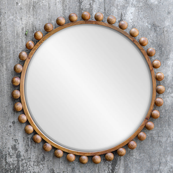 Uttermost Cyra Wood Beaded Round Mirror