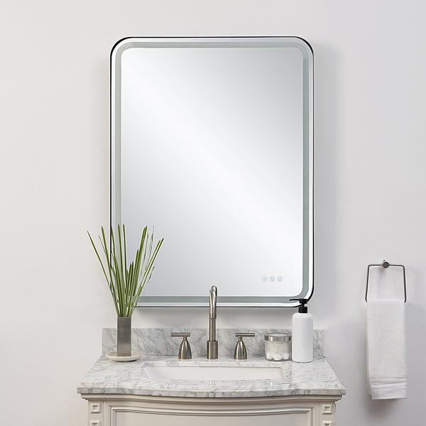 Uttermost Crofton Lighted Black Large Mirror