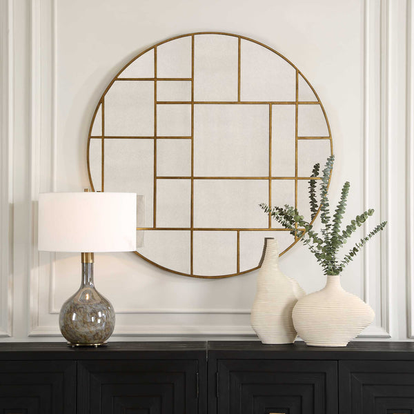 Uttermost Geometric Round Mirror