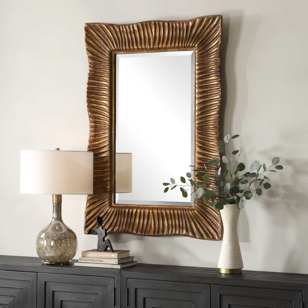 Uttermost Emerson Scalloped Antique Gold Mirror