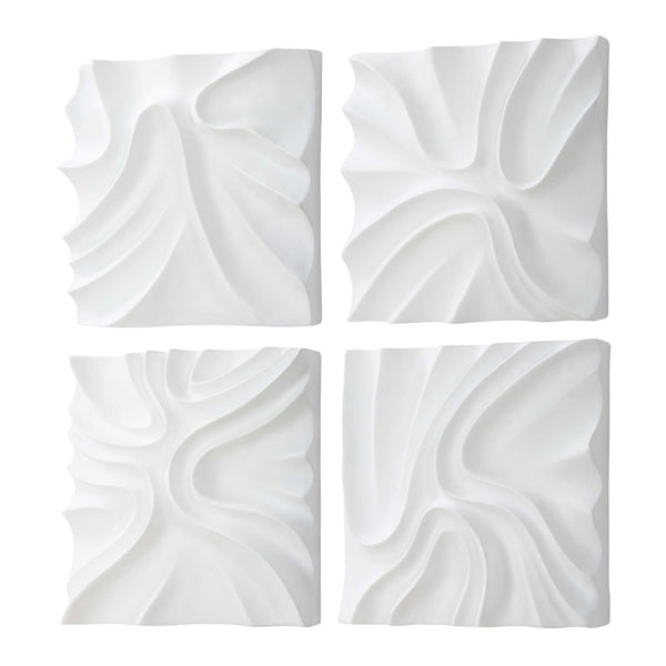 Uttermost Snowdrift Sculpted White Wall Decor Set/4