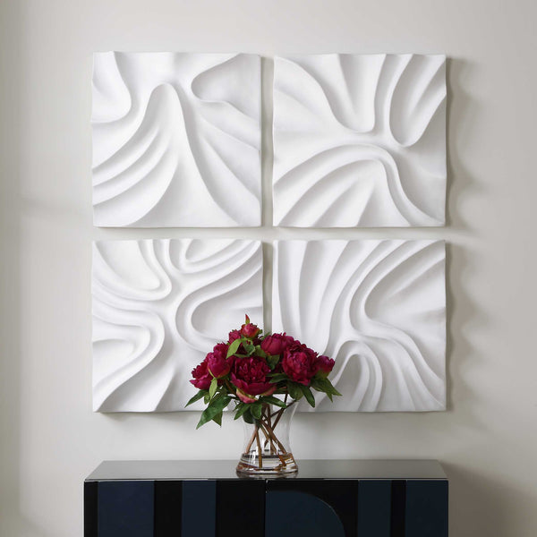 Uttermost Snowdrift Sculpted White Wall Decor Set/4