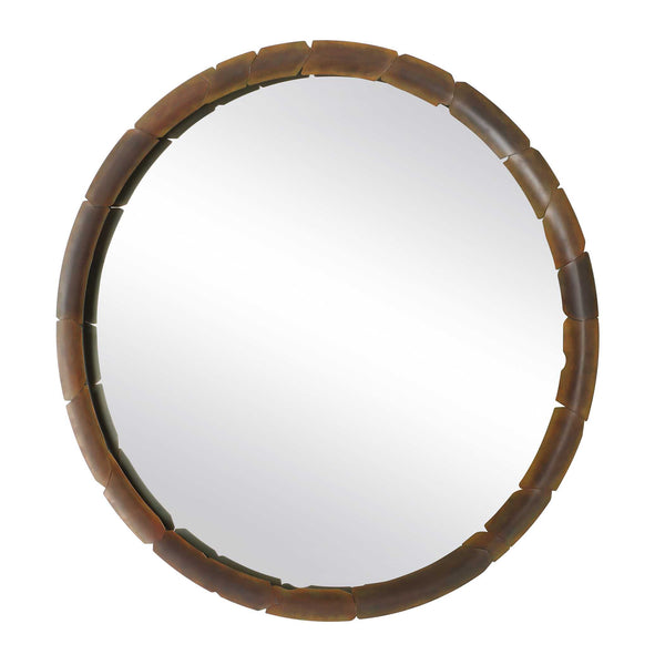 Uttermost Auger Amber Glass Round Mirror