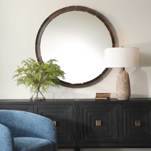 Uttermost Auger Amber Glass Round Mirror