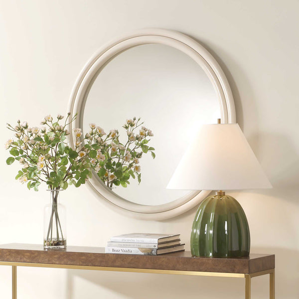 Uttermost Florian Warm White Round Mirror