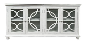 NERO WHITE CONSOLE W/4 DOORS W/DOUBLE ARCH