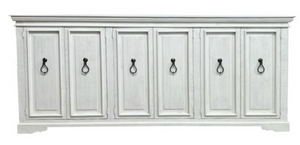 FROSTED WHITE 6 DOOR NARROW MEDIA CONSOLE