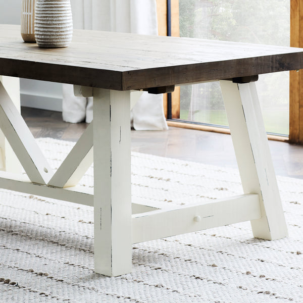 Chester Dining Table 78" Distressed White finish