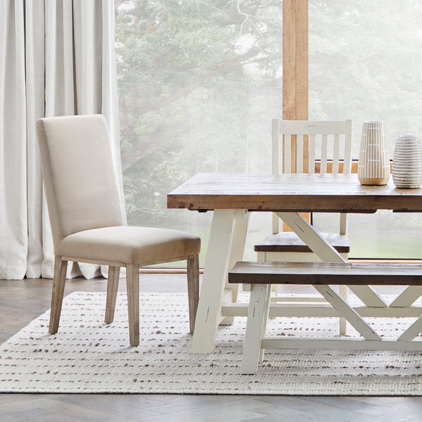 Chester Dining Bench Distressed White finish