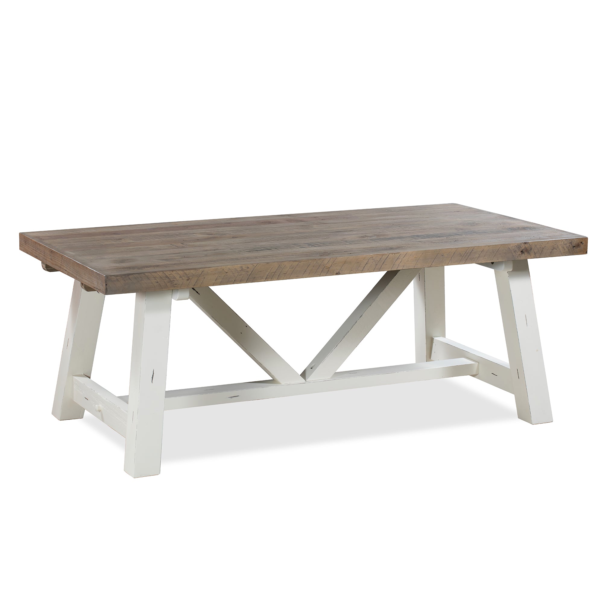 Chester Dining Table 78" Distressed White finish