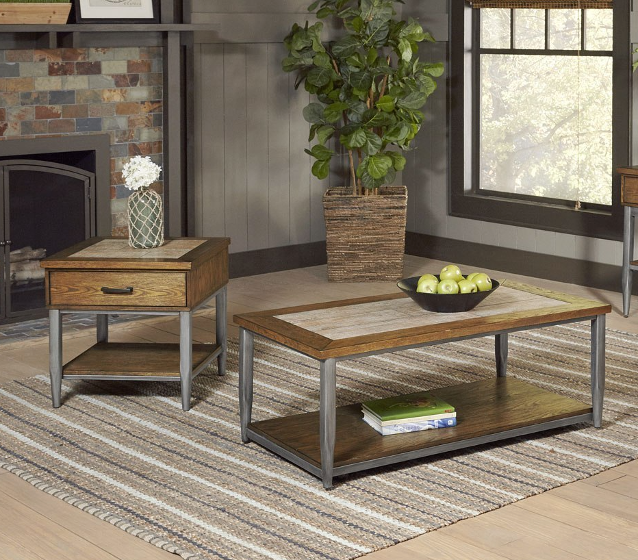 Rockport Brushed Oak 2 Piece Cocktail & End Table T706