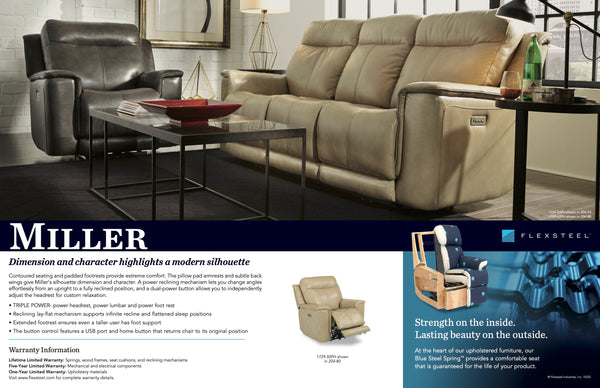 Miller Reclining Sofa Power Recline,Headrest & Lumber
