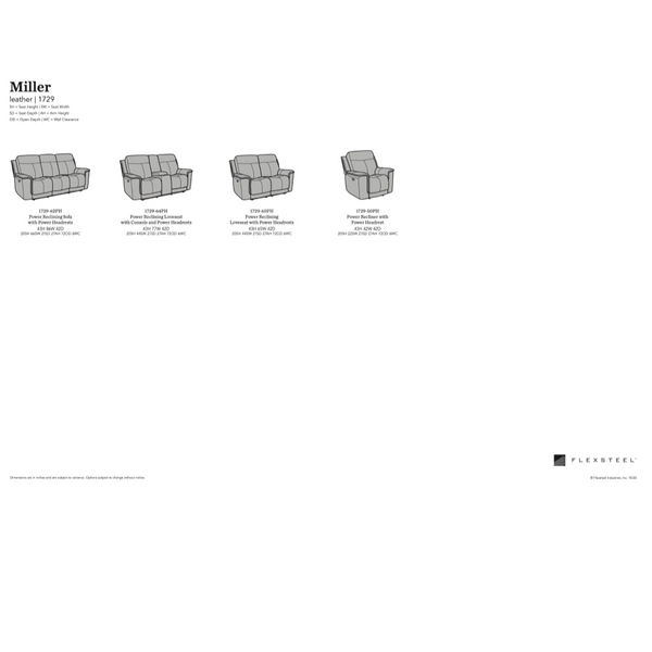 Miller Reclining Sofa Power Recline,Headrest & Lumbar