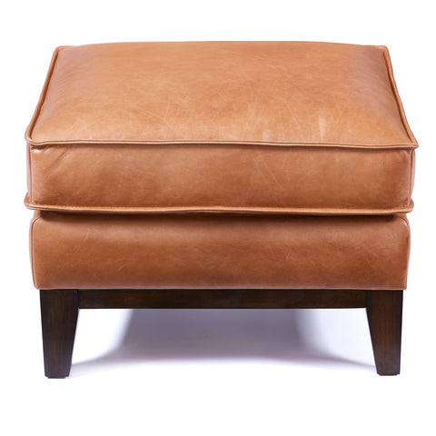 Wells Collection Ottoman Chestnut leather