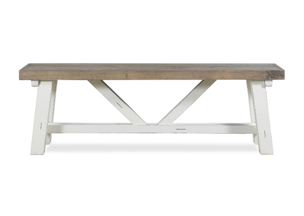 Chester Dining Bench Distressed White finish