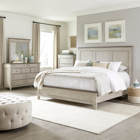 Liberty Furniture 457-BR-KPBDMC King Panel Bed, Dresser & Mirror, Chest