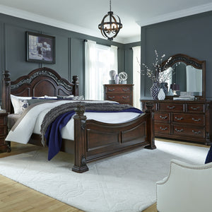 Liberty Furniture 737-BR-QPSDMC Queen Poster Bed, Dresser & Mirror, Chest