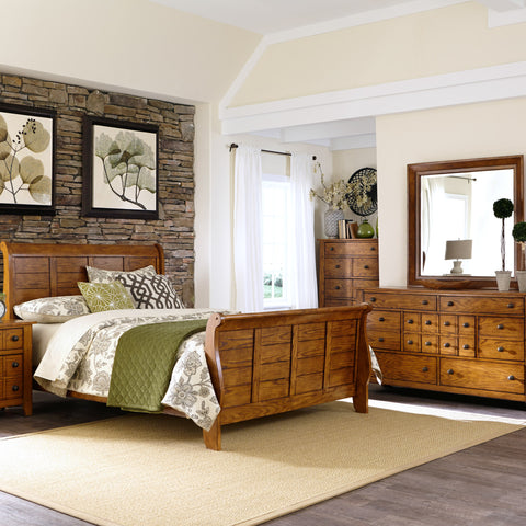 Liberty Furniture 175-BR-KCSDMC King California Sleigh Bed, Dresser & Mirror, Chest