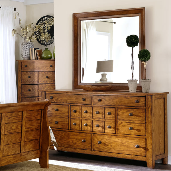 Liberty Furniture 175-BR-KSLDMN King Sleigh Bed, Dresser & Mirror, Night Stand