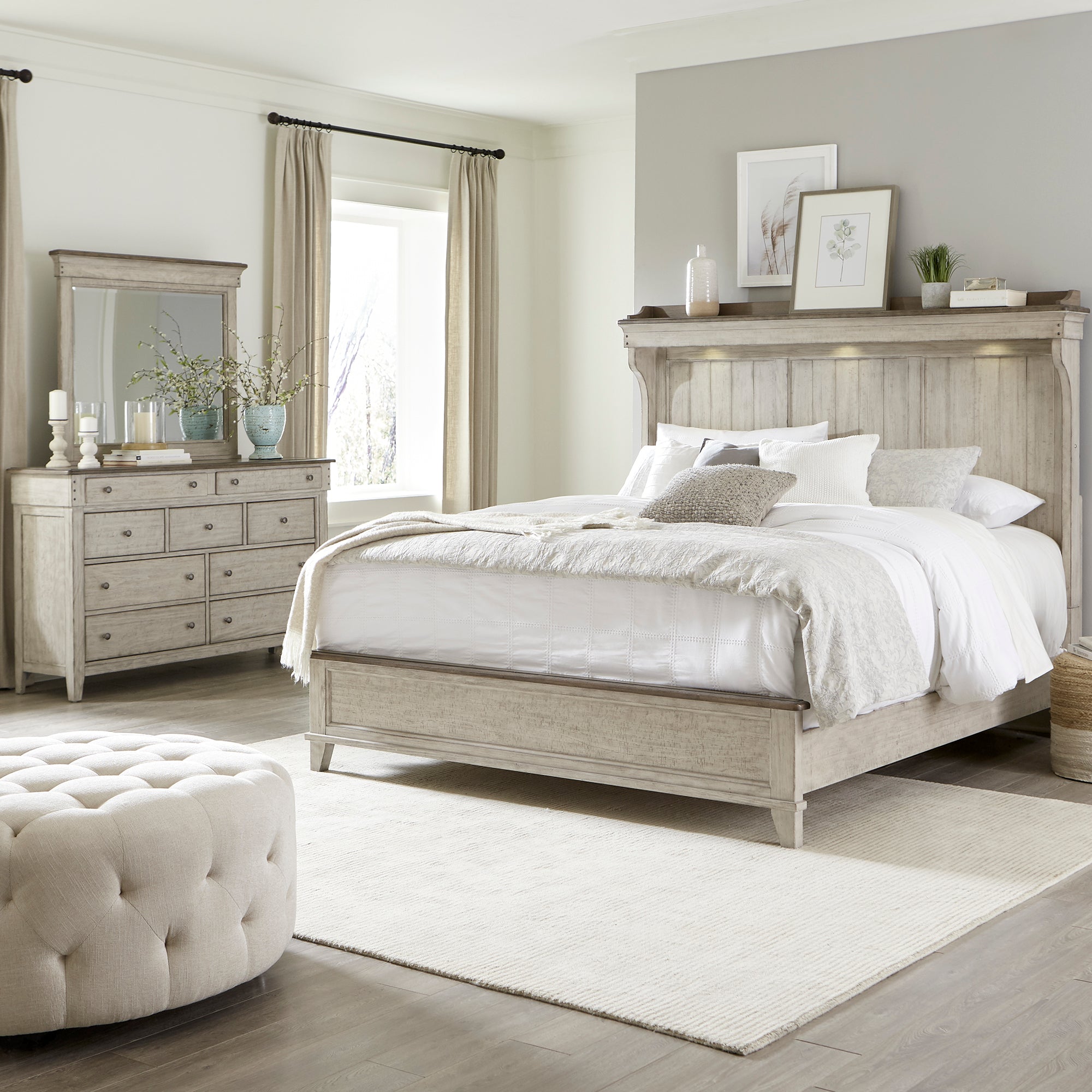 Liberty Furniture 457-BR-QMTDM Queen Mantle Bed, Dresser & Mirror